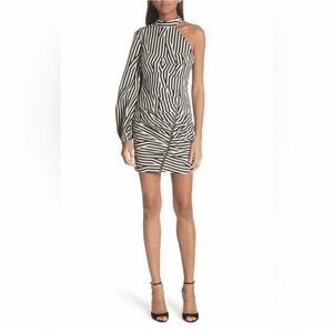 Self-Portrait Black and White One-Shoulder Dress